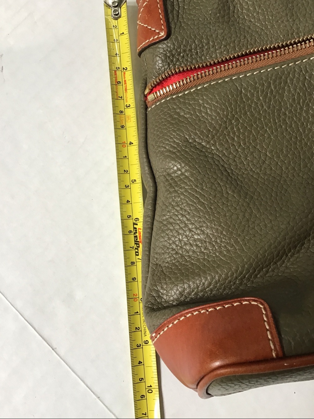 Dooney & Bourke Green Pebble Leather Crossbody with Brown Trim - Picture 12 of 14